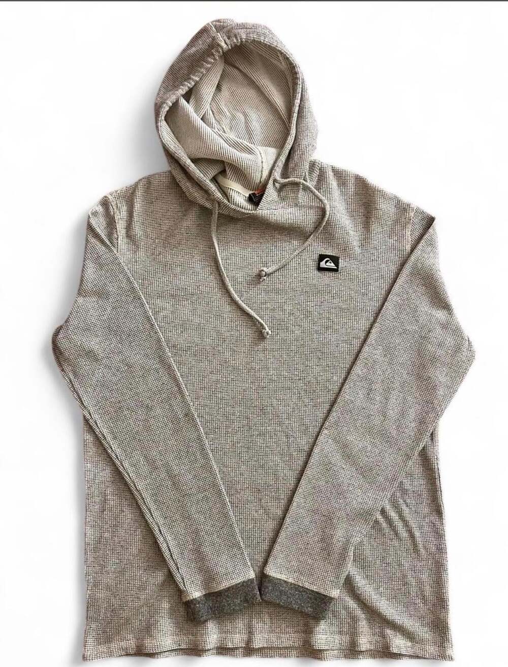 Quiksilver Waffle Knit Hoodie Size L Gray Pullover